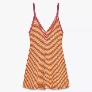 Zara Orange and Pink Mini Dress